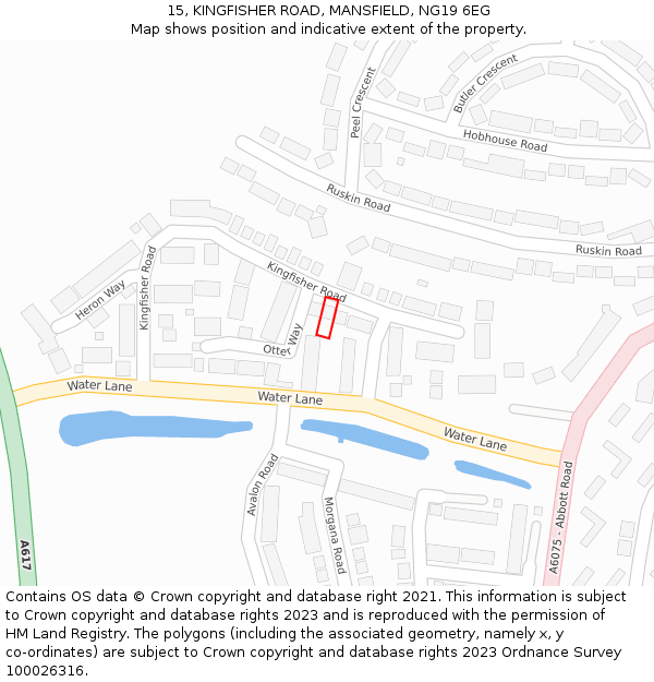 15, KINGFISHER ROAD, MANSFIELD, NG19 6EG: Location map and indicative extent of plot
