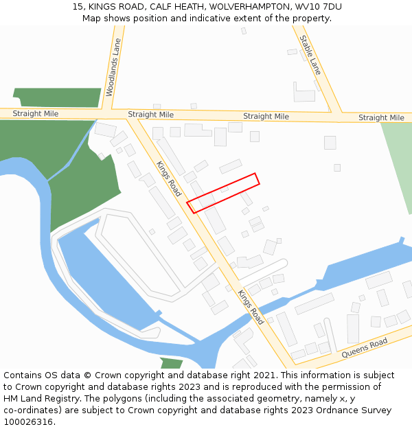 15, KINGS ROAD, CALF HEATH, WOLVERHAMPTON, WV10 7DU: Location map and indicative extent of plot