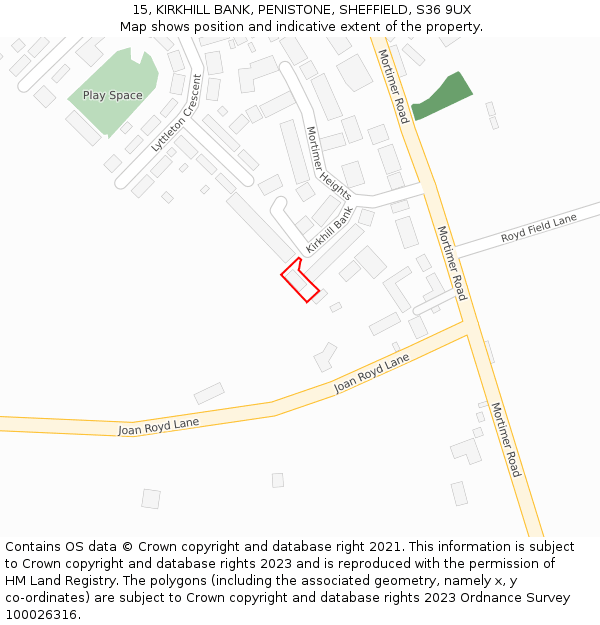 15, KIRKHILL BANK, PENISTONE, SHEFFIELD, S36 9UX: Location map and indicative extent of plot
