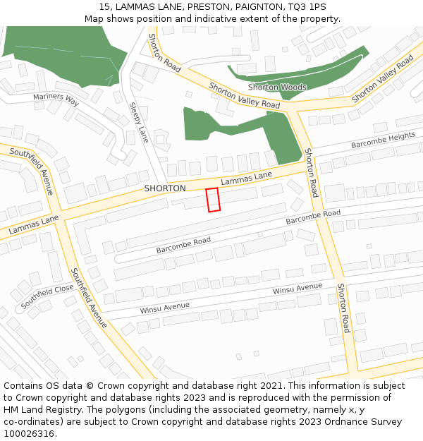 15, LAMMAS LANE, PRESTON, PAIGNTON, TQ3 1PS: Location map and indicative extent of plot
