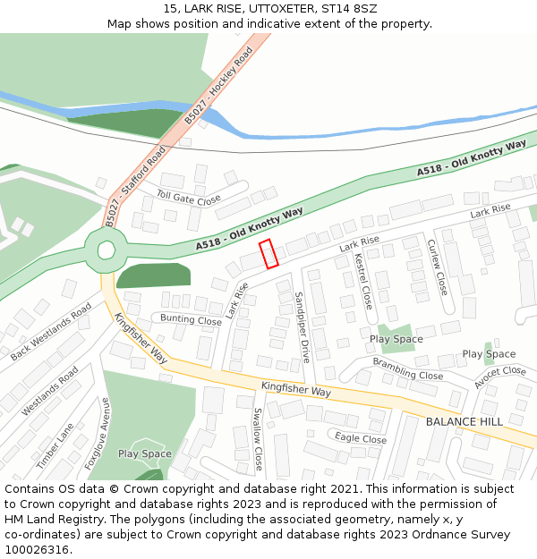 15, LARK RISE, UTTOXETER, ST14 8SZ: Location map and indicative extent of plot