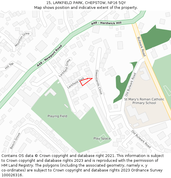 15, LARKFIELD PARK, CHEPSTOW, NP16 5QY: Location map and indicative extent of plot