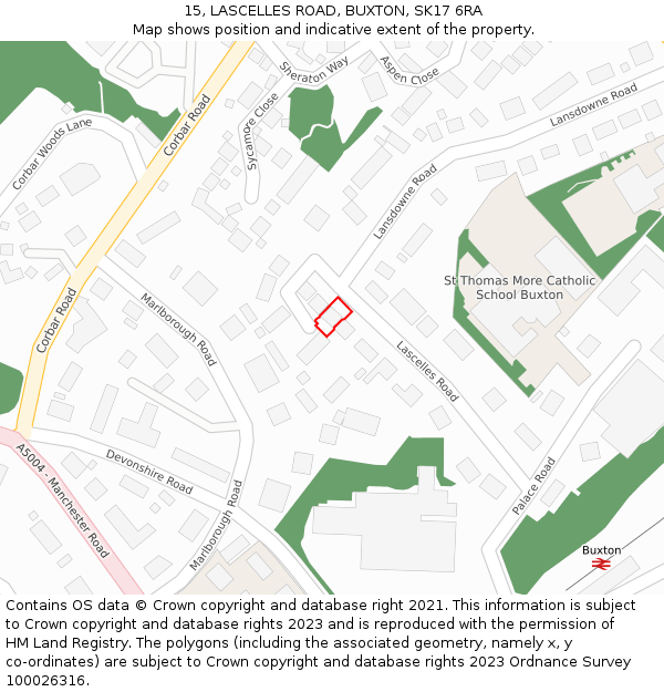 15, LASCELLES ROAD, BUXTON, SK17 6RA: Location map and indicative extent of plot