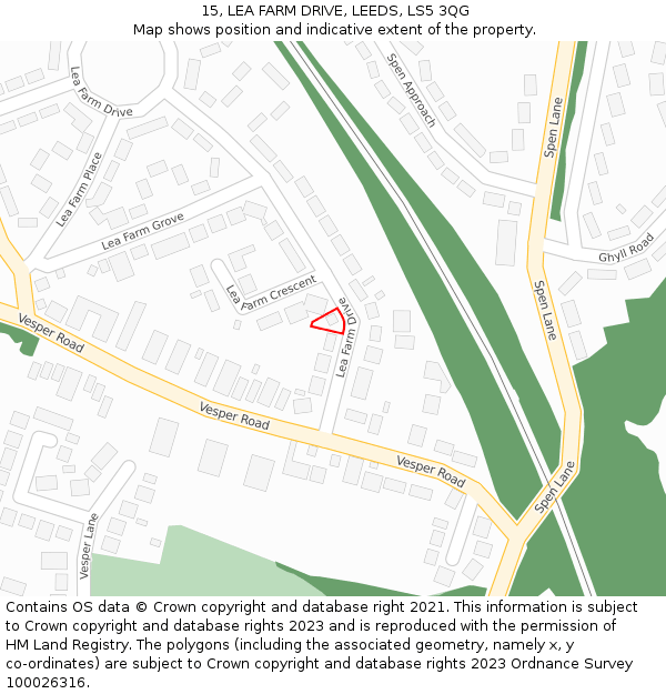 15, LEA FARM DRIVE, LEEDS, LS5 3QG: Location map and indicative extent of plot