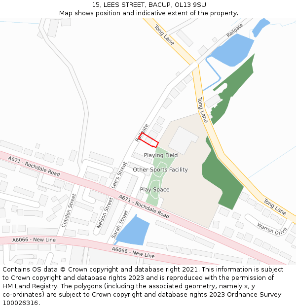 15, LEES STREET, BACUP, OL13 9SU: Location map and indicative extent of plot