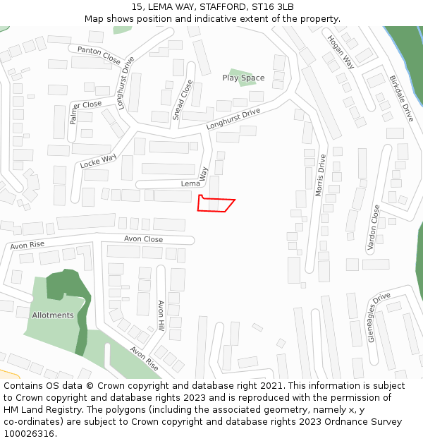 15, LEMA WAY, STAFFORD, ST16 3LB: Location map and indicative extent of plot