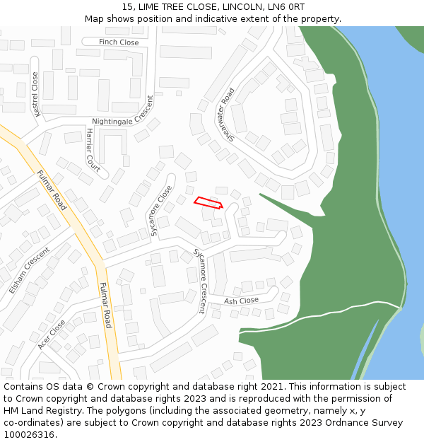 15, LIME TREE CLOSE, LINCOLN, LN6 0RT: Location map and indicative extent of plot