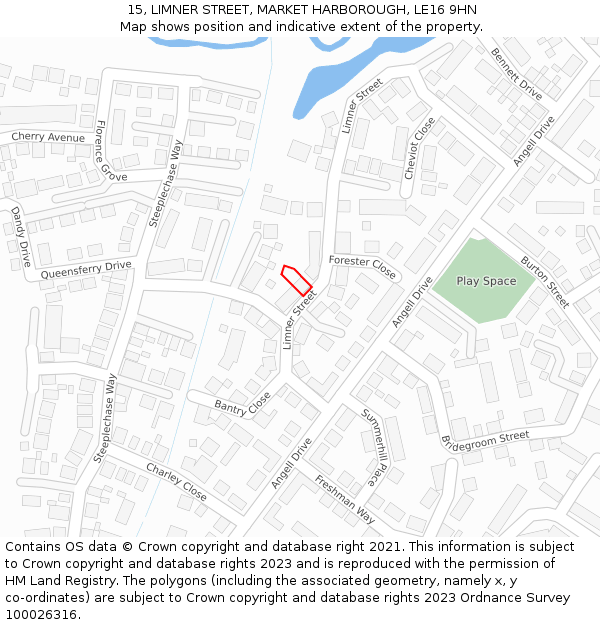 15, LIMNER STREET, MARKET HARBOROUGH, LE16 9HN: Location map and indicative extent of plot