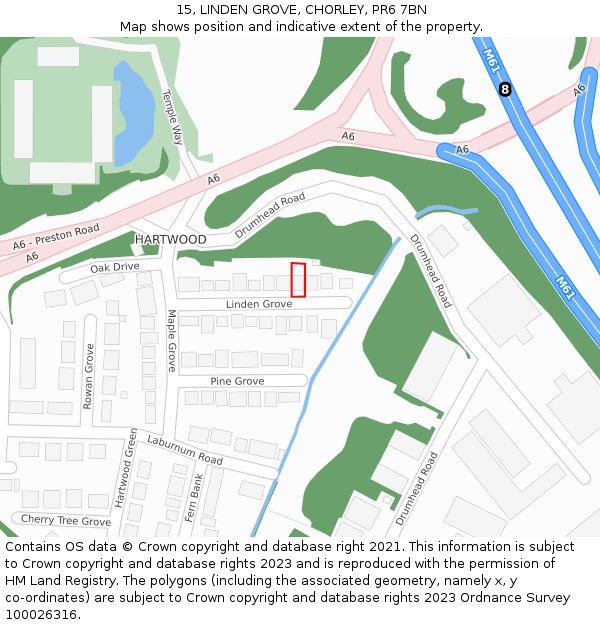 15, LINDEN GROVE, CHORLEY, PR6 7BN: Location map and indicative extent of plot