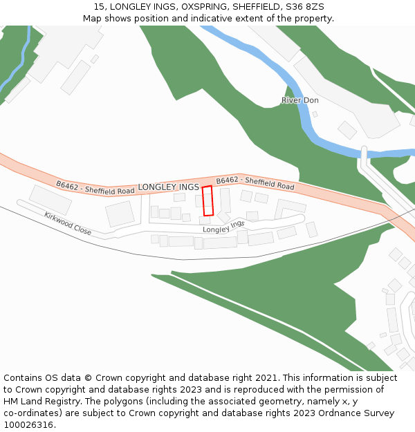 15, LONGLEY INGS, OXSPRING, SHEFFIELD, S36 8ZS: Location map and indicative extent of plot