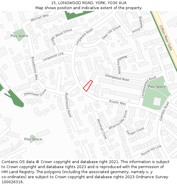 15, LONGWOOD ROAD, YORK, YO30 4UA: Location map and indicative extent of plot