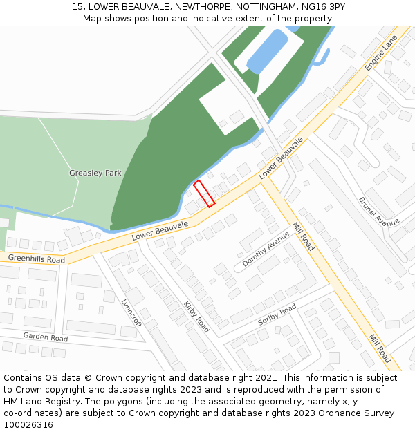 15, LOWER BEAUVALE, NEWTHORPE, NOTTINGHAM, NG16 3PY: Location map and indicative extent of plot