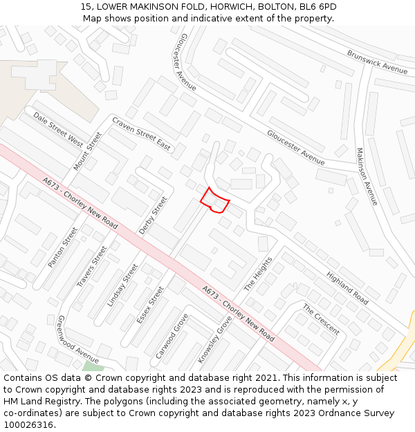 15, LOWER MAKINSON FOLD, HORWICH, BOLTON, BL6 6PD: Location map and indicative extent of plot