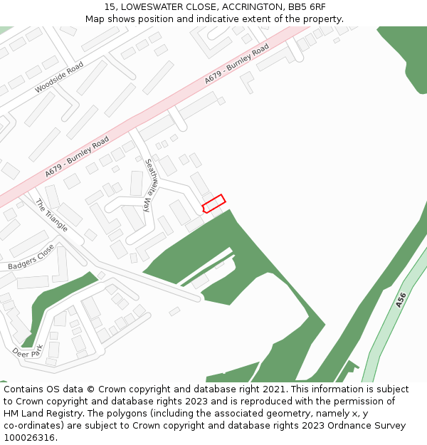 15, LOWESWATER CLOSE, ACCRINGTON, BB5 6RF: Location map and indicative extent of plot