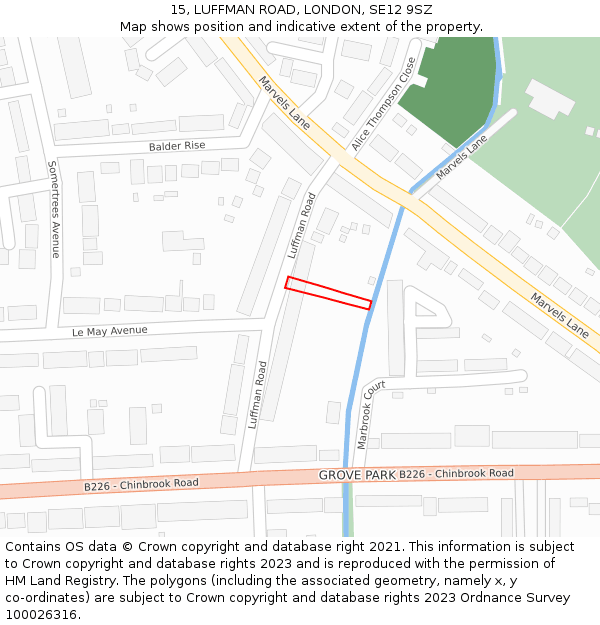 15, LUFFMAN ROAD, LONDON, SE12 9SZ: Location map and indicative extent of plot