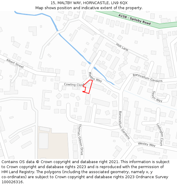 15, MALTBY WAY, HORNCASTLE, LN9 6QX: Location map and indicative extent of plot
