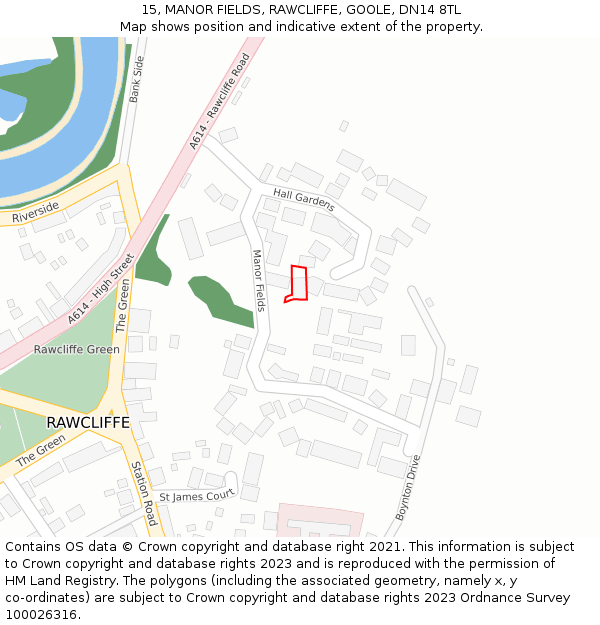 15, MANOR FIELDS, RAWCLIFFE, GOOLE, DN14 8TL: Location map and indicative extent of plot