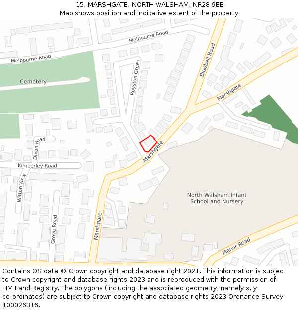 15, MARSHGATE, NORTH WALSHAM, NR28 9EE: Location map and indicative extent of plot