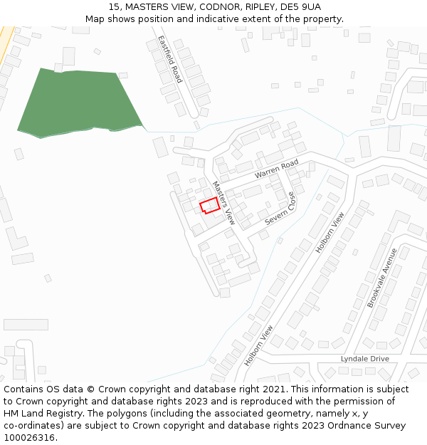 15, MASTERS VIEW, CODNOR, RIPLEY, DE5 9UA: Location map and indicative extent of plot
