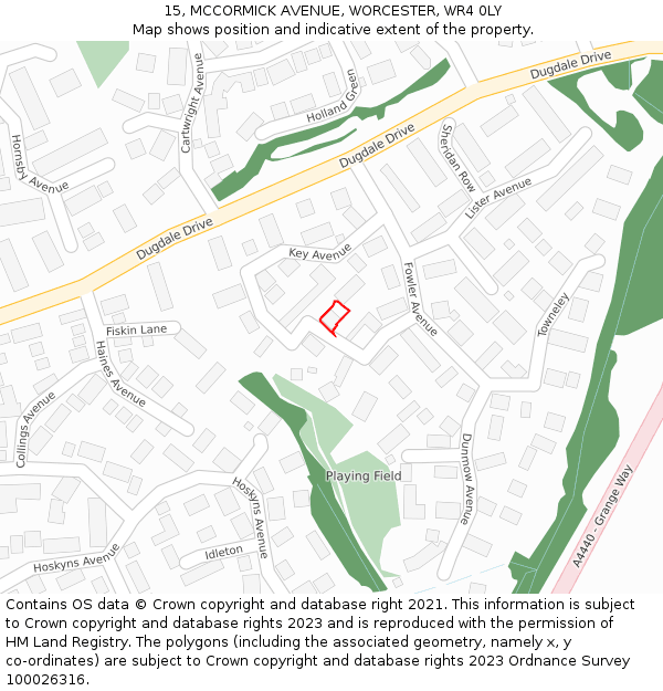 15, MCCORMICK AVENUE, WORCESTER, WR4 0LY: Location map and indicative extent of plot