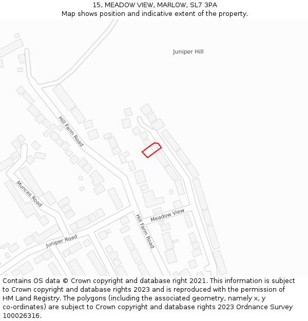 15, MEADOW VIEW, MARLOW, SL7 3PA: Location map and indicative extent of plot