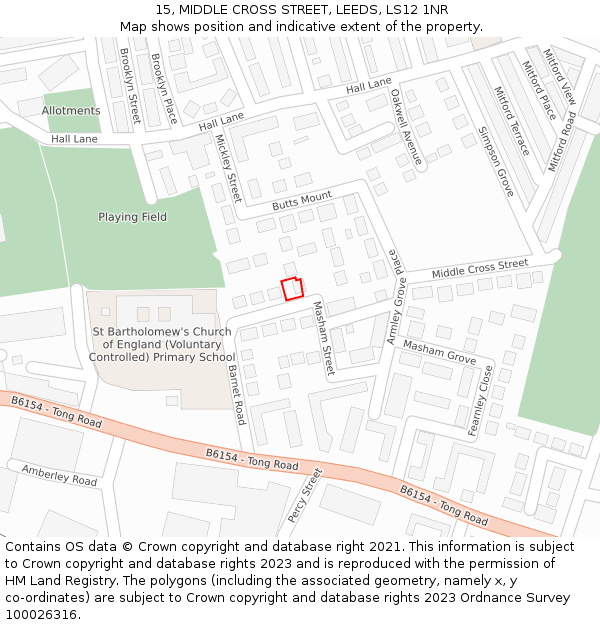 15, MIDDLE CROSS STREET, LEEDS, LS12 1NR: Location map and indicative extent of plot