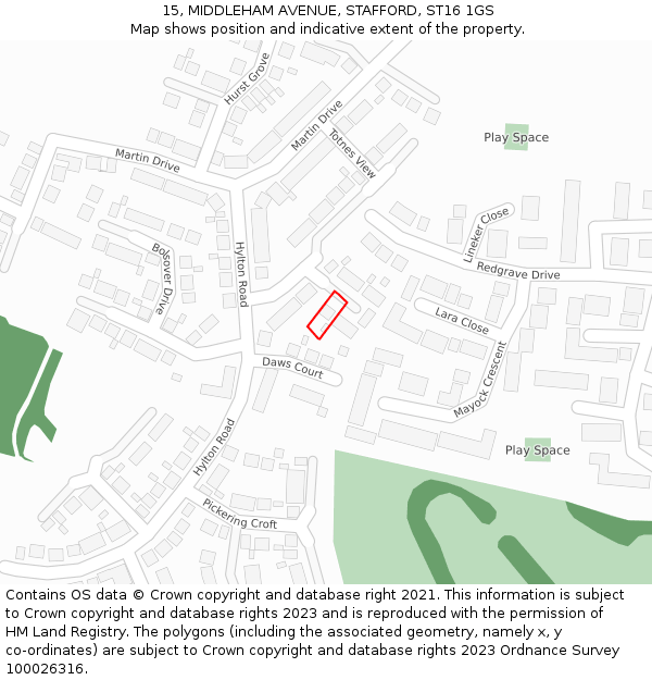 15, MIDDLEHAM AVENUE, STAFFORD, ST16 1GS: Location map and indicative extent of plot