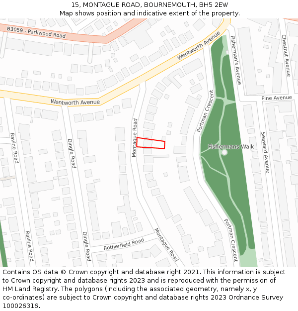 15, MONTAGUE ROAD, BOURNEMOUTH, BH5 2EW: Location map and indicative extent of plot