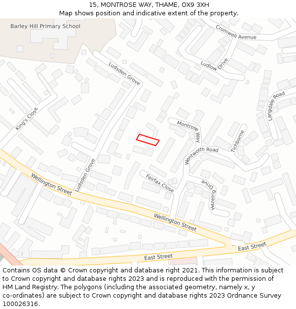 15, MONTROSE WAY, THAME, OX9 3XH: Location map and indicative extent of plot