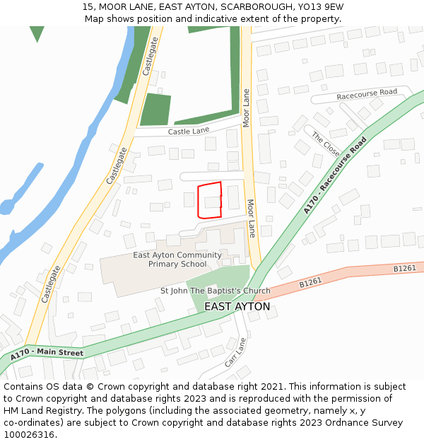 15, MOOR LANE, EAST AYTON, SCARBOROUGH, YO13 9EW: Location map and indicative extent of plot