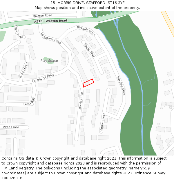 15, MORRIS DRIVE, STAFFORD, ST16 3YE: Location map and indicative extent of plot