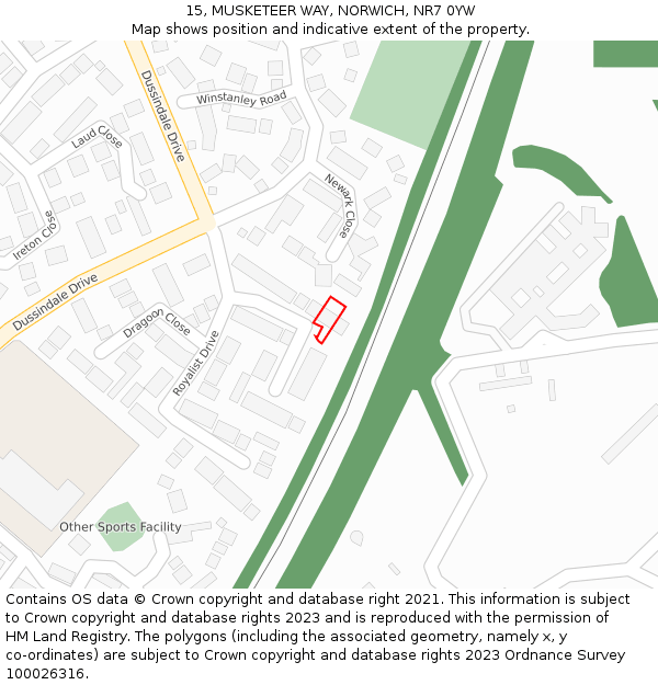 15, MUSKETEER WAY, NORWICH, NR7 0YW: Location map and indicative extent of plot