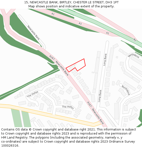 15, NEWCASTLE BANK, BIRTLEY, CHESTER LE STREET, DH3 1PT: Location map and indicative extent of plot