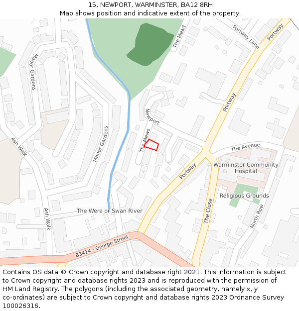 15, NEWPORT, WARMINSTER, BA12 8RH: Location map and indicative extent of plot
