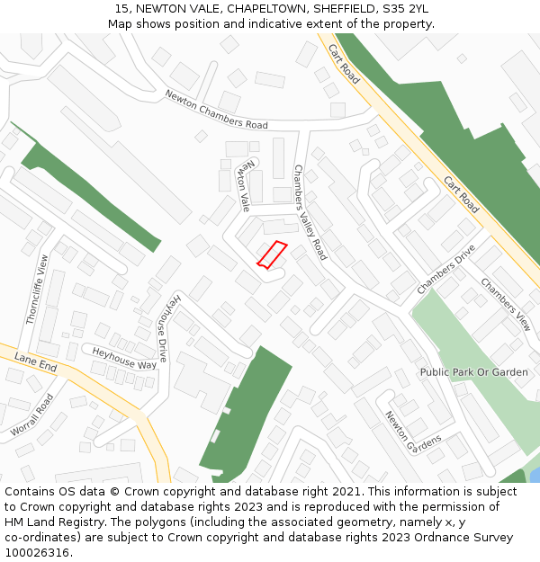 15, NEWTON VALE, CHAPELTOWN, SHEFFIELD, S35 2YL: Location map and indicative extent of plot