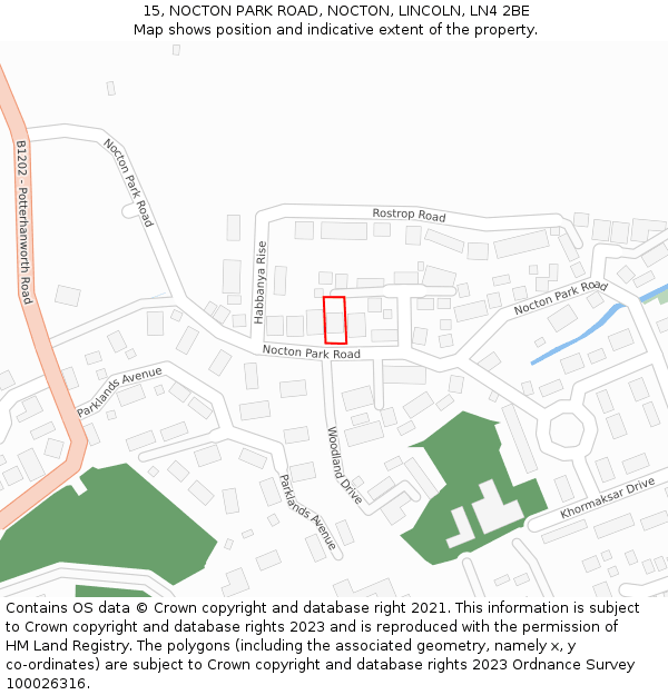 15, NOCTON PARK ROAD, NOCTON, LINCOLN, LN4 2BE: Location map and indicative extent of plot
