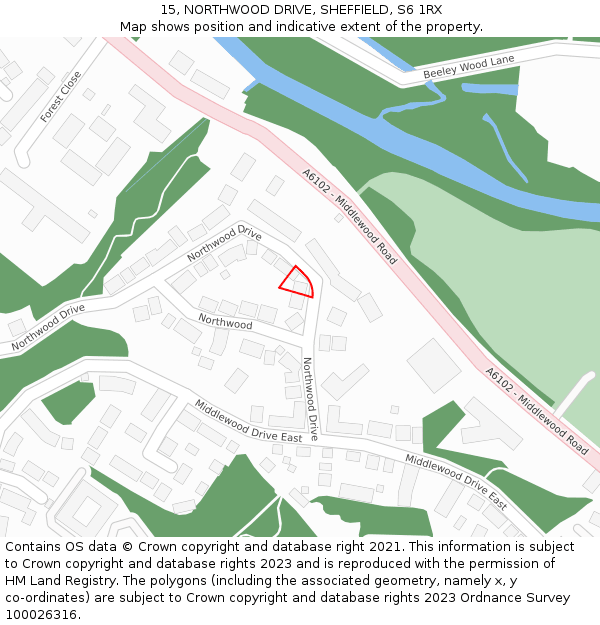 15, NORTHWOOD DRIVE, SHEFFIELD, S6 1RX: Location map and indicative extent of plot
