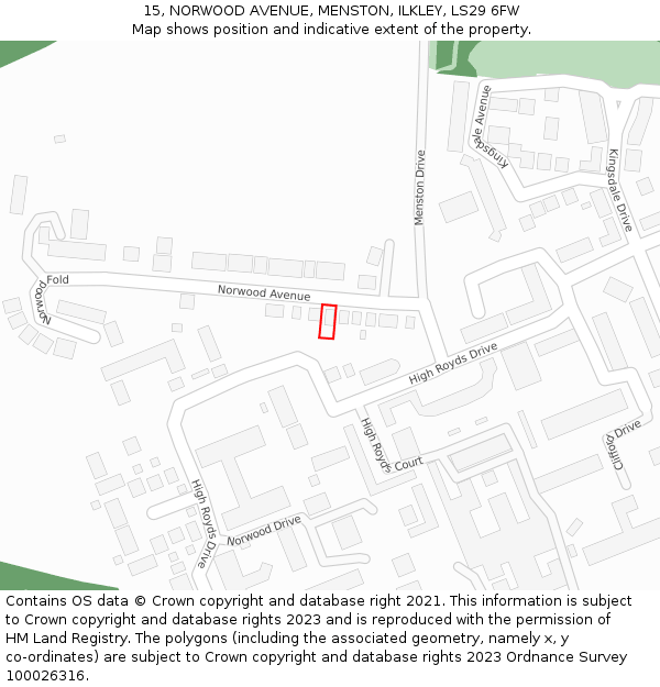 15, NORWOOD AVENUE, MENSTON, ILKLEY, LS29 6FW: Location map and indicative extent of plot
