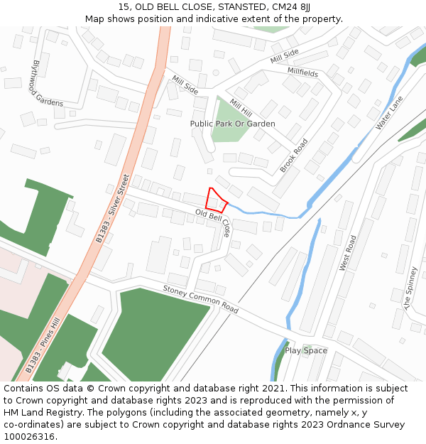 15, OLD BELL CLOSE, STANSTED, CM24 8JJ: Location map and indicative extent of plot