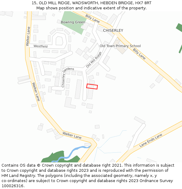 15, OLD MILL RIDGE, WADSWORTH, HEBDEN BRIDGE, HX7 8RT: Location map and indicative extent of plot