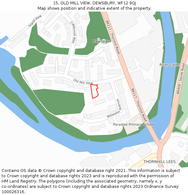 15, OLD MILL VIEW, DEWSBURY, WF12 9QJ: Location map and indicative extent of plot