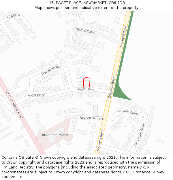 15, PAGET PLACE, NEWMARKET, CB8 7DR: Location map and indicative extent of plot