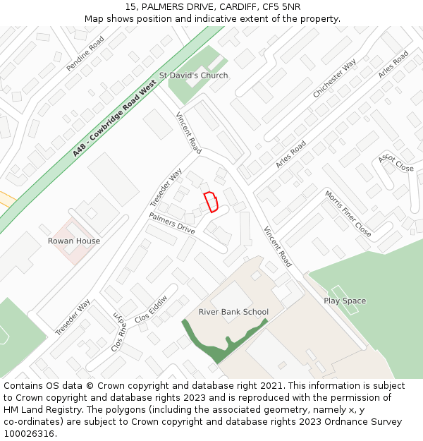 15, PALMERS DRIVE, CARDIFF, CF5 5NR: Location map and indicative extent of plot