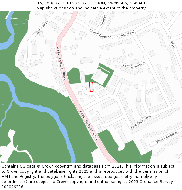 15, PARC GILBERTSON, GELLIGRON, SWANSEA, SA8 4PT: Location map and indicative extent of plot