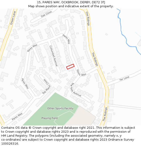 15, PARES WAY, OCKBROOK, DERBY, DE72 3TJ: Location map and indicative extent of plot