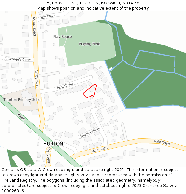 15, PARK CLOSE, THURTON, NORWICH, NR14 6AU: Location map and indicative extent of plot