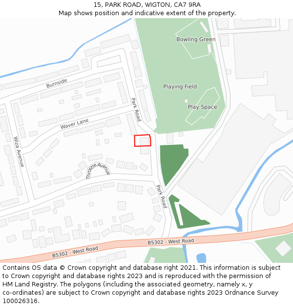 15, PARK ROAD, WIGTON, CA7 9RA: Location map and indicative extent of plot