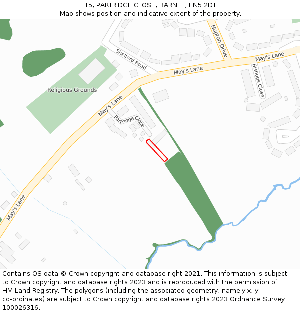 15, PARTRIDGE CLOSE, BARNET, EN5 2DT: Location map and indicative extent of plot