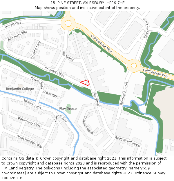 15, PINE STREET, AYLESBURY, HP19 7HF: Location map and indicative extent of plot