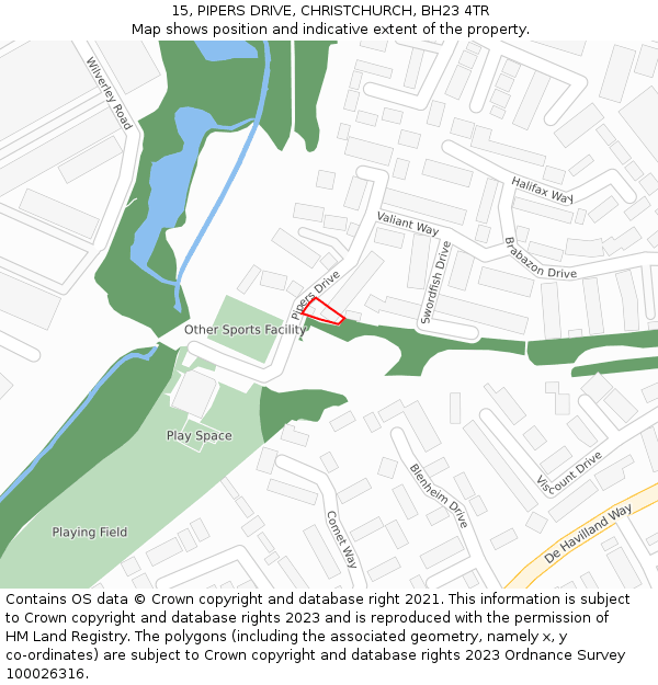 15, PIPERS DRIVE, CHRISTCHURCH, BH23 4TR: Location map and indicative extent of plot